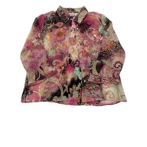 Floral Fairy Cottagecore Sheer CoverUp & TankTop Size10P Liz Baker Petite 2piece